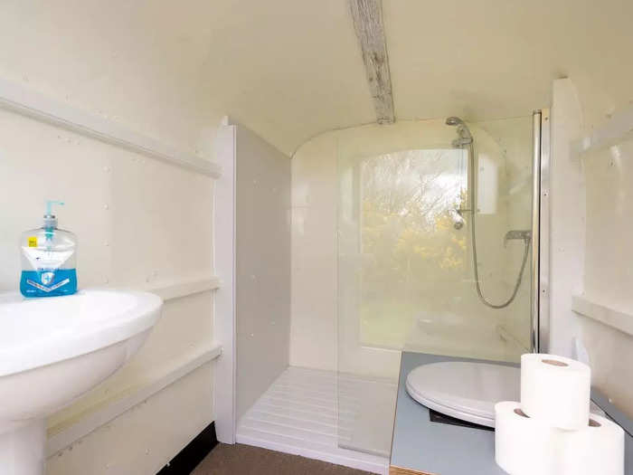 The shower is gas-powered to provide hot water for Airbnb guests.