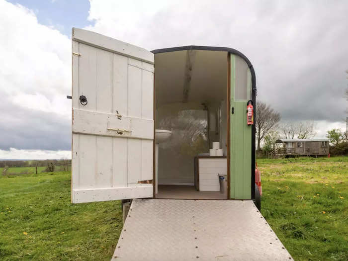 He bought a second, smaller horse box and turned it into a separate bathroom, complete with a composting toilet.