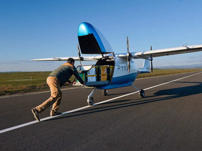 "The nose door allows you to fully load this cargo sled prior to the aircraft arriving and then just simply wheel the sled over to the aircraft and slide it in through the nose door," he said.