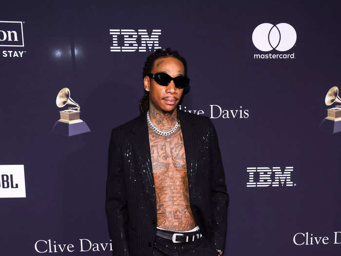 Wiz Khalifa also went shirtless on the red carpet, opting for a sequin suit.