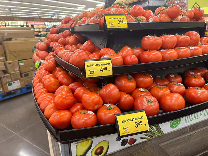 At Safeway, tomatoes range from $4 to $4.50 a pound, up to $1.50 more than they cost in 2022.