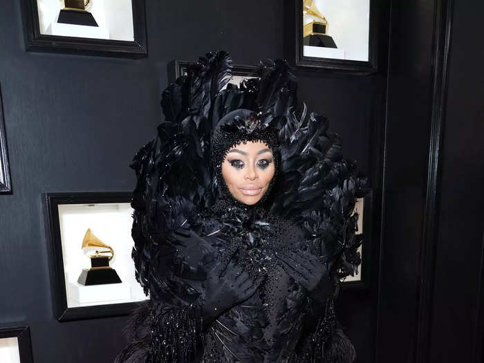 Blac Chyna wore a feathered ensemble that looked more appropriate for a costume party than an awards show.