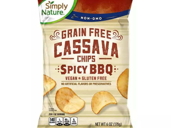 Snack on the Simply Nature cassava chips, which are vegan, grain-free, and gluten-free.