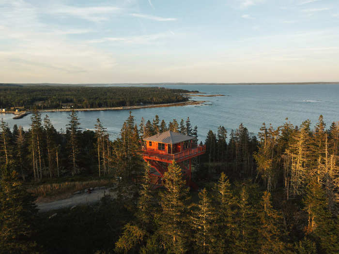 The 4-story climb to this tower suite in Nova Scotia would be worth it for me for views of the ocean and hillside.