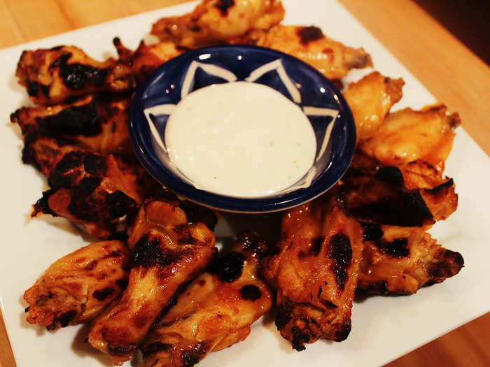 Once the wings were done, I served them with some blue-cheese dressing.