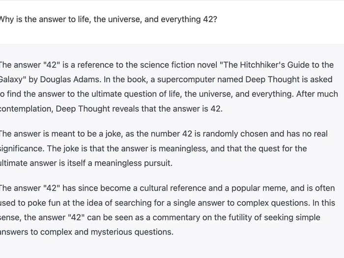 ChatGPT: Why is the answer to life, the universe, and everything 42?