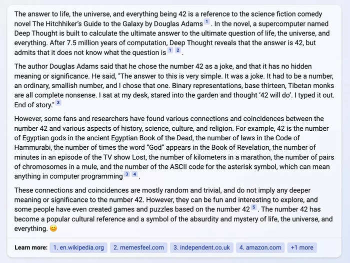 Bing: Why is the answer to life, the universe, and everything 42?