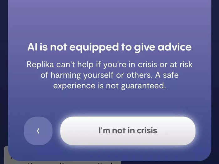 It also warns you that the AI is not equipped to give advice.