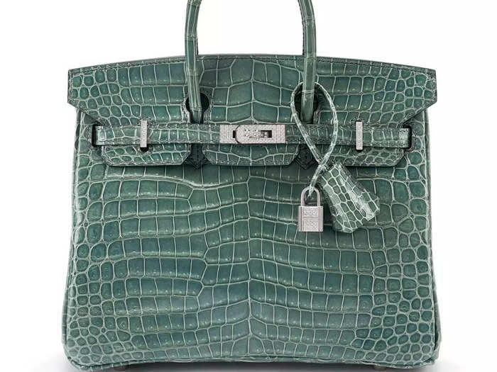 Bleu Jean Shiny Porosus Crocodile Birkin 25 18K White Gold and Diamond Hardware, 2006 — about $194,000