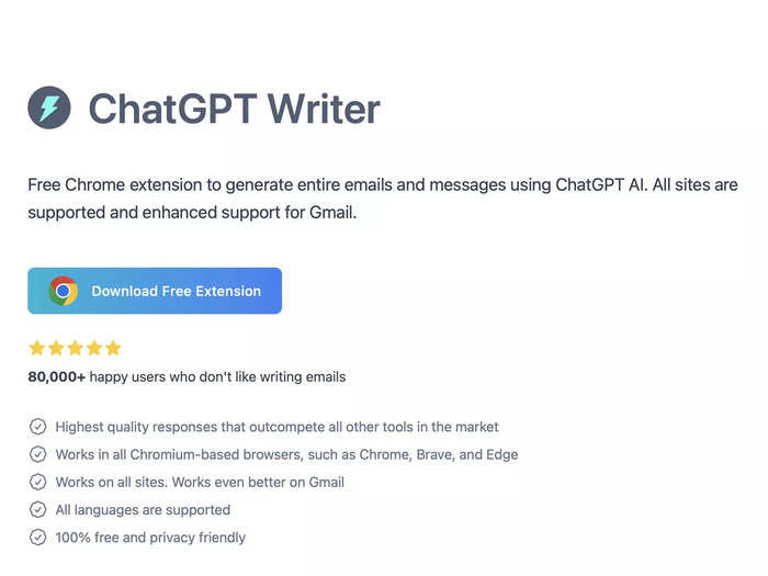 So, I downloaded ChatGPT Writer — it