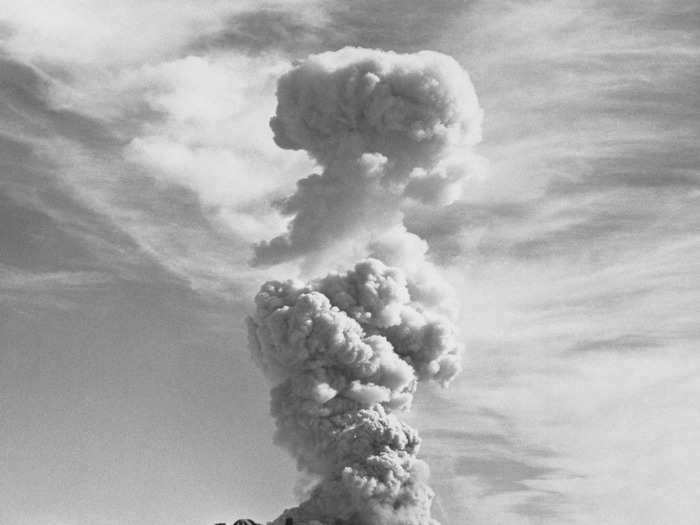 Between 1951 and 1962, casinos went as far as promoting nuclear testing. This included desert picnics and themed cocktails — the atomic cocktail was made of vodka, sherry, brandy, and champagne.