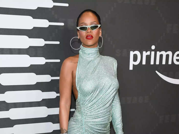 For her Savage X Fenty fashion show in September 2019, she opted for a sparkly mint dress.