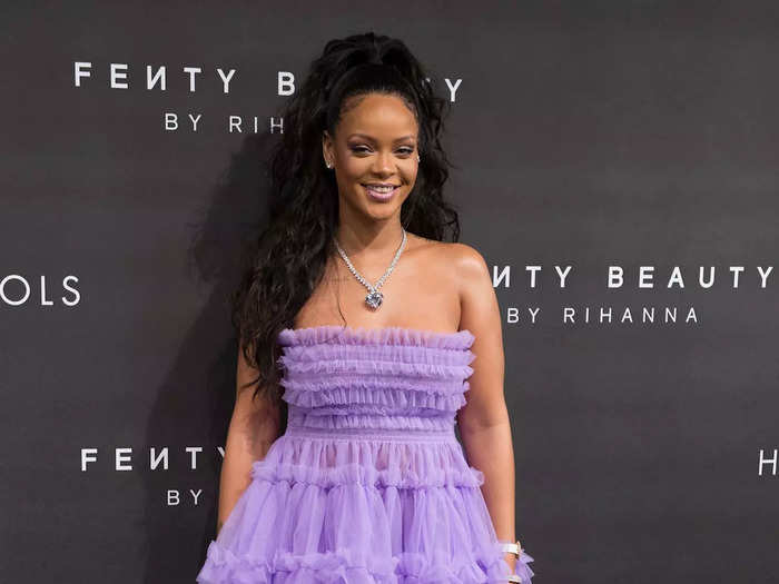 Rihanna celebrated the release of Fenty Beauty in September 2017 by attending a launch event wearing a lilac tulle dress by Molly Goddard.