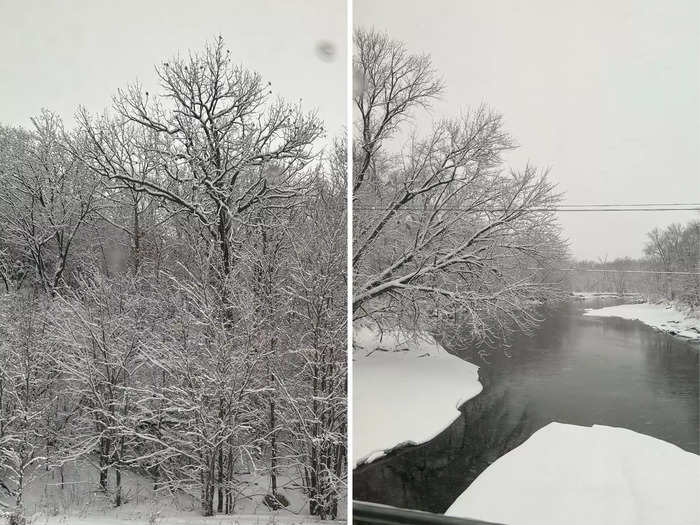 Before the train arrived in Milwaukee, Wisconsin, the Midwestern landscape offered enchanting views of frost-coated trees and partially frozen rivers.