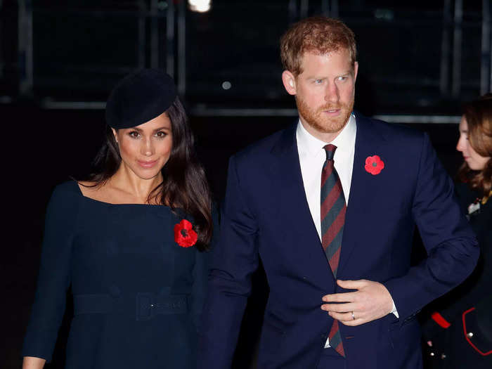 Meghan Markle matched from head to toe while attending the Armistice Day centenary service in 2018.