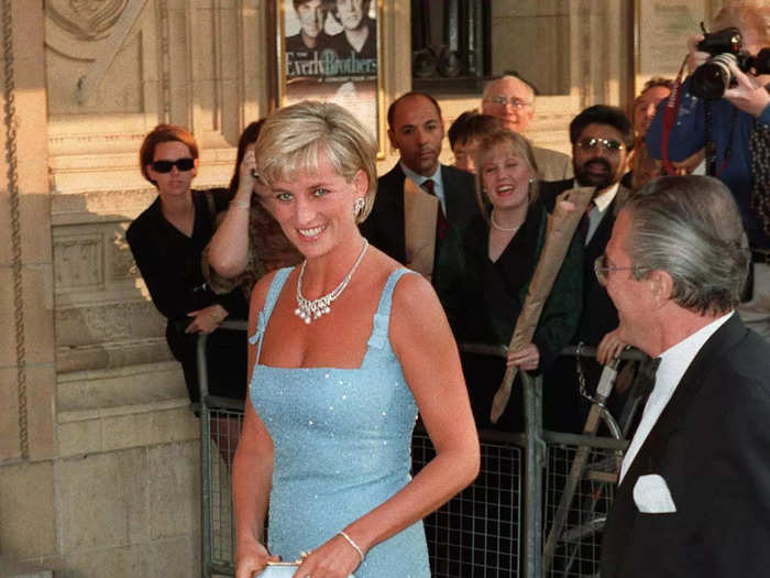 For a performance at Royal Albert Hall in June 1997, the princess wore light blue from top to bottom.