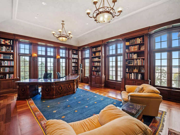 In the library, there are built-in bookshelves along with a two-person desk that was designed in Italy, Elizabeth said.