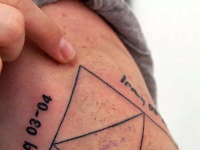 Another trend was geometrical shapes. This tattoo is designed to represent a soldier