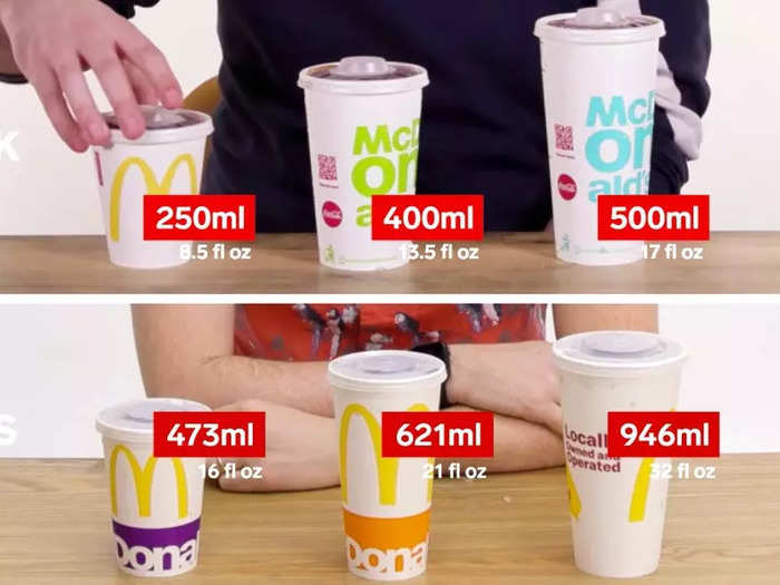 And a medium drink in the US is 55% bigger than a UK medium.