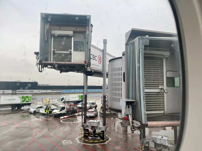 But, those sitting in business class can board through a raised jetbridge that spits passengers out on the second level. There is a staircase in the front galley for first class passengers.