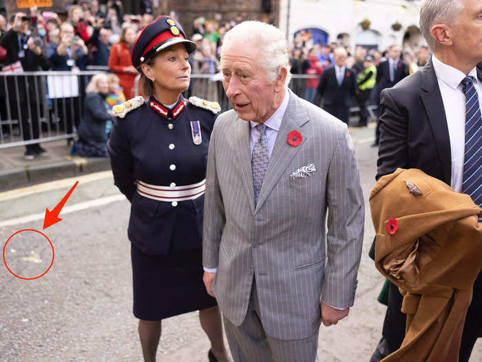 A heckler egged Charles and the queen consort during a walkabout in Yorkshire ahead of a statue unveiling on November 9, 2022.