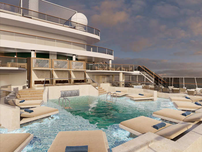 For sunny days at sea, travelers can lounge by the four pools.