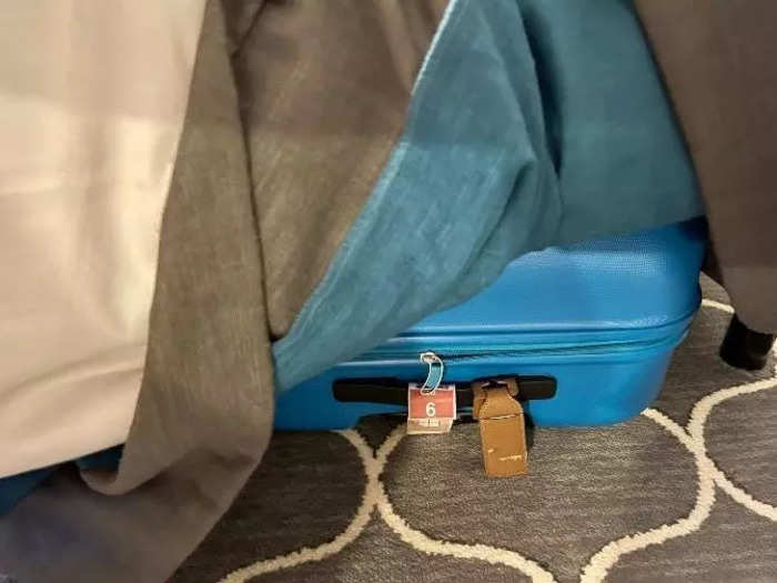 My suitcase fit underneath the bed, and I stored it there for the duration of the voyage.