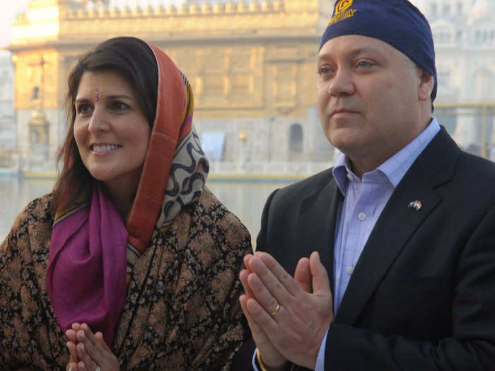 Haley was raised Sikh and converted to Christianity before marrying her husband, Michael Haley, in 1996.