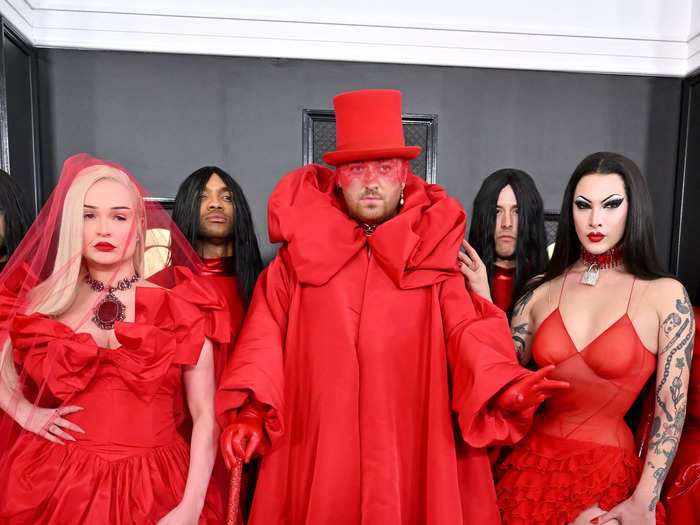 Sam Smith and company donned all red ensembles on for the 65th Grammy Awards in February. Smith