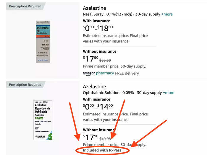 After a lot of searching, I realized that the medicine I picked was missing the tiny label that read "Included with RxPass," even though the medicine name was included on RxPass