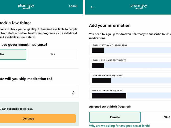 First, I had to create an RxPass account and fill in some personal details.