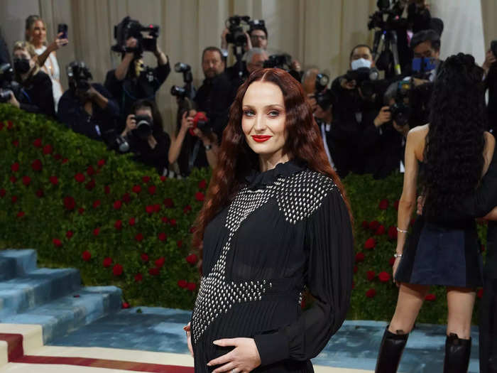 Sophie Turner wore a gothic dress when she announced she was pregnant with her second child at the 2022 Met Gala.