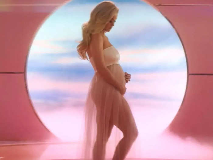 Katy Perry wore a sheer skirt to announce she was pregnant in a music video released in 2020.