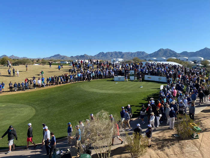 And behind the green, there was an angle outside where fans could watch tee shots from another hole.