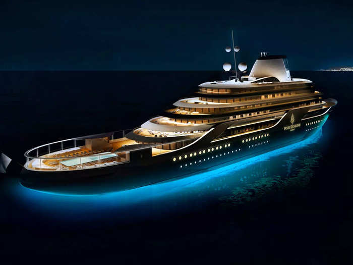 The 679-foot-long vessel will have 95 suites lined with tall ceilings and terraces.