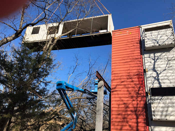 The scariest part of the crane work came right after the first horizontal container was welded into position, Taylor said.