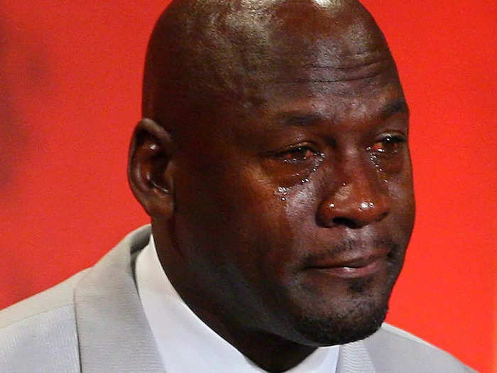 Jordan has been been a preferred meme for years — many still post this photo of Jordan crying during his 2009 Basketball Hall of Fame induction speech all over social media.