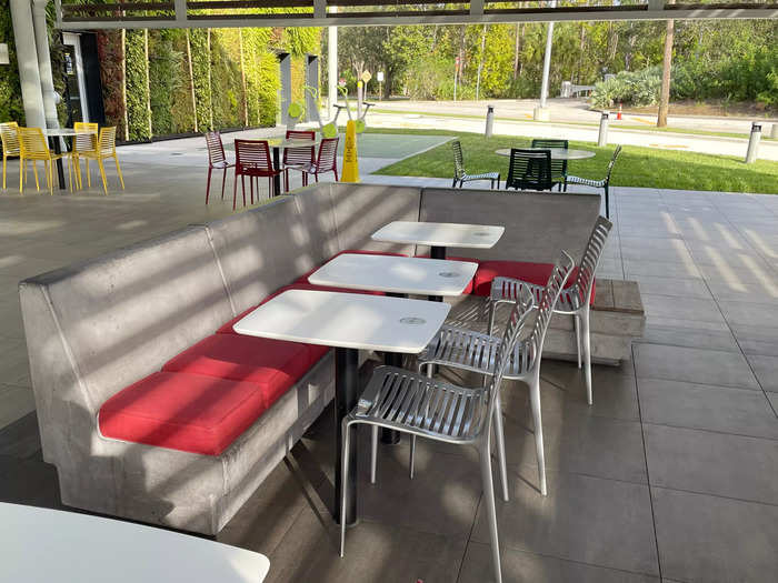 Or you can eat at one of the many tables in the outside dining area.