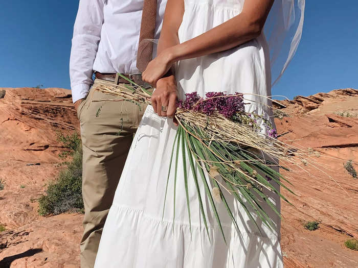 She picked most of her flowers from the roadside on the way to the ceremony.