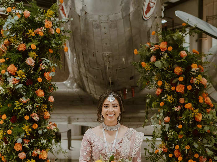 Alex also decided to wear a lehenga to the wedding.