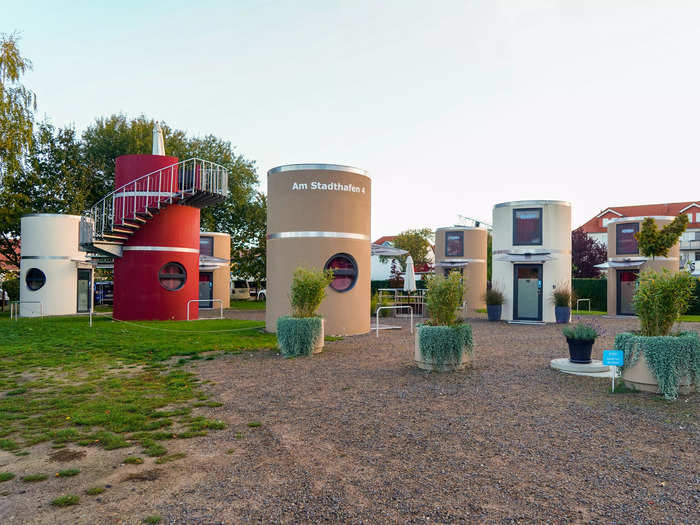 The accommodation was part of a tiny home hotel called Slube, which designs minimal, concrete "Slubes" for up to two people, according to their website.