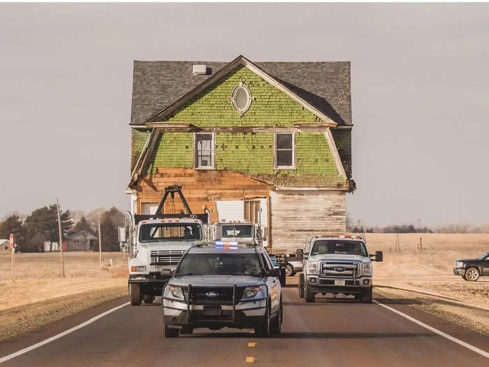 Lincoln police accompanied the home as it moved two miles to its new location, a process that took about two hours.