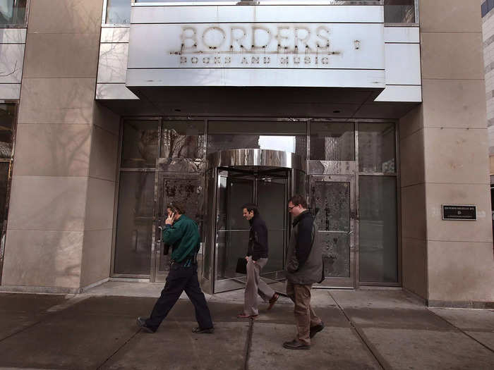 By 2011, Borders had filed for bankruptcy, laid off 11,000 employees, and closed its remaining 400 stores. Barnes & Noble later purchased the Borders trademark for $13.9 million.