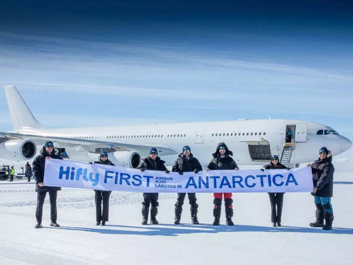 The plane type flew the 2,500 nautical miles from Cape Town to Antarctica for the first time ever in November 2021 and is operated by Portuguese charter airline HiFly.