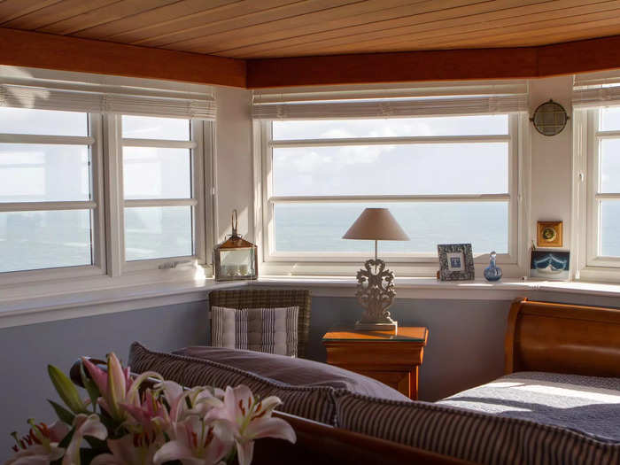 The property has two bedrooms and two bathrooms and panoramic views of the English Channel.