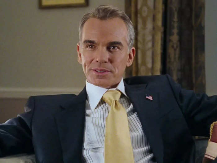 The unnamed president in "Love Actually" is basically a caricature of an evil politician.