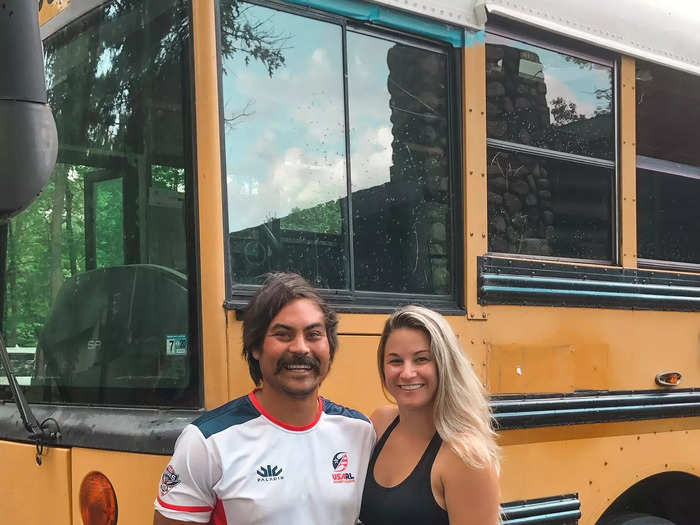 My husband and I live in a 230-square-foot school bus we renovated ourselves — and this lifestyle comes with challenges.