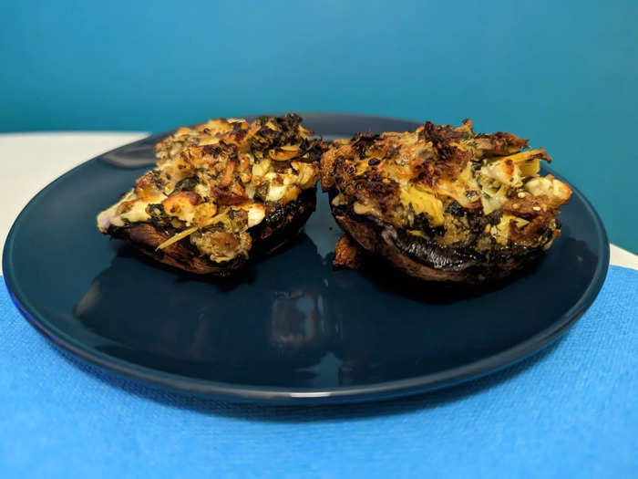 Stuffed portobello mushrooms make for a quick, tasty dinner.