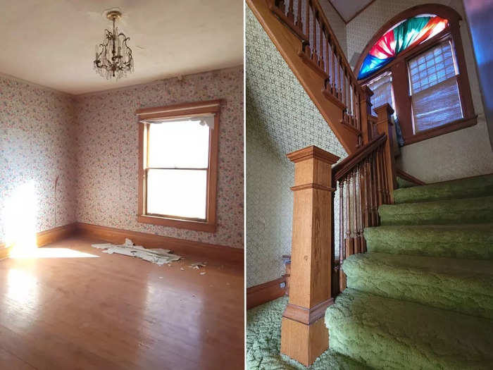 Originally built in 1910, the house featured beautiful hardwood floors hidden beneath carpets and a staircase that Eddie and Julie instantly fell in love with.