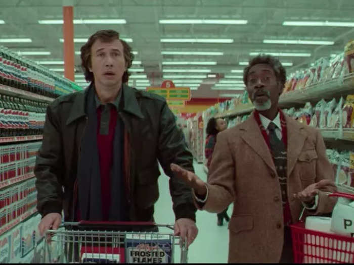 In the film, the Gladney family return home and attempted to go back to their regular lives. Here, Jack Gladney is back shopping at the local supermarket.